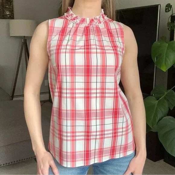1901 Plaid High Neck Tank Top Small - Picture 1 of 6
